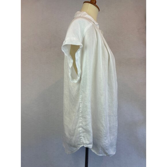 Artisan NY Linen Button Down White Shirt Short Sleeve Womens M - Picture 4 of 11